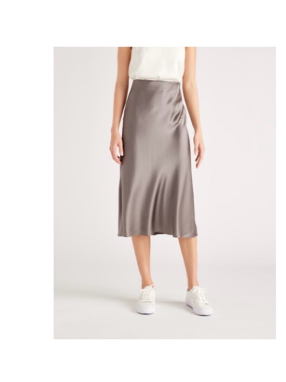Quince Grey Midi A-Line washable Skirt